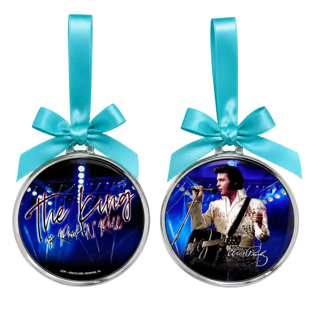 [E8892] Elvis Ornament - The King Blue /White Jumpsuit