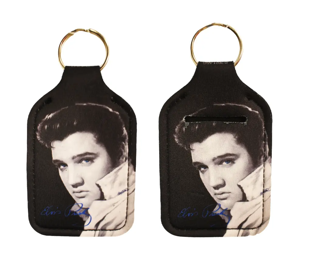 [E8914] Elvis Keychain w/ Multiuse Pouch - Blk & Wht