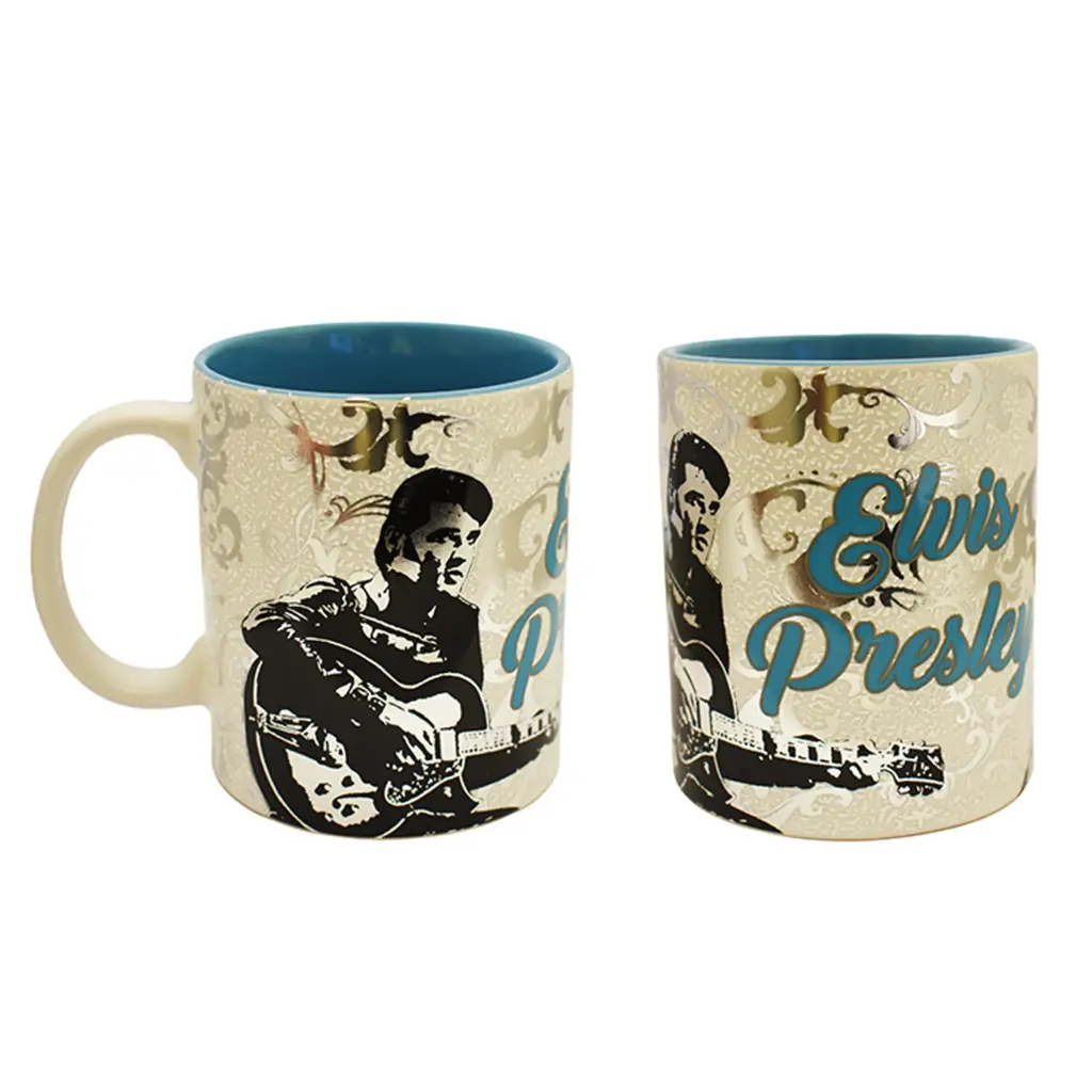 Elvis Mug - White w/ Silver Foil Metallic and Highly Textured 