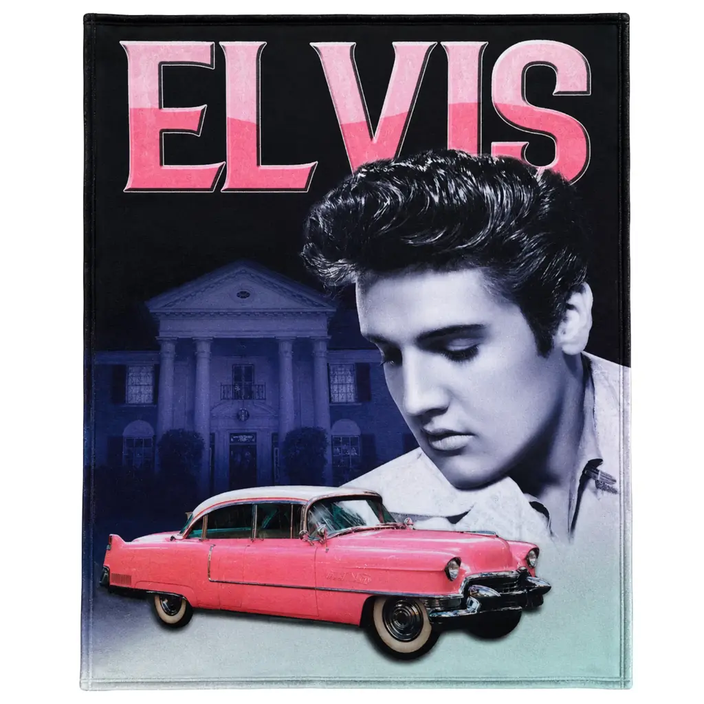 [E8999] Elvis Throw Blanket - Pink Caddy