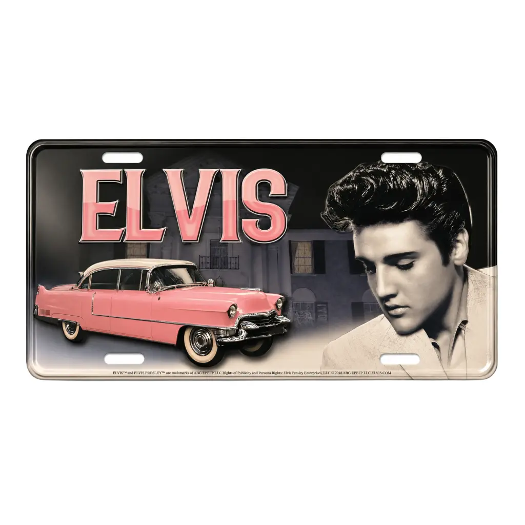 [E9034] Elvis License Plate - Pink Caddy