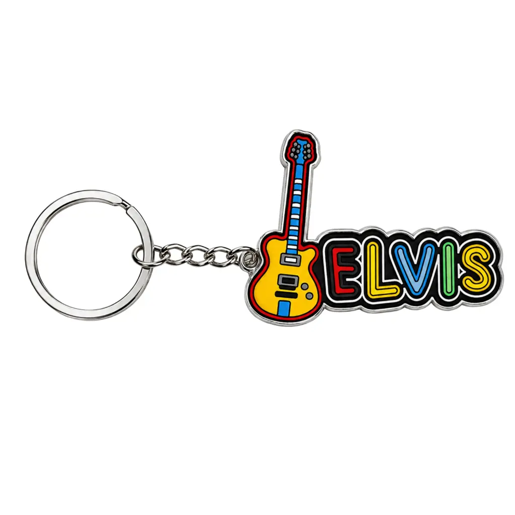 [E9047] Elvis Keychain - Guitar Lettering PVC