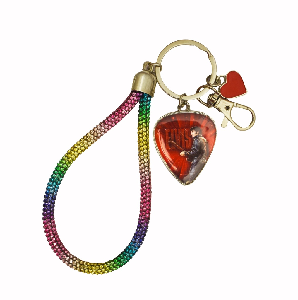 [E9048] Elvis Keychain - Wristlet With Guitar Pick Charm