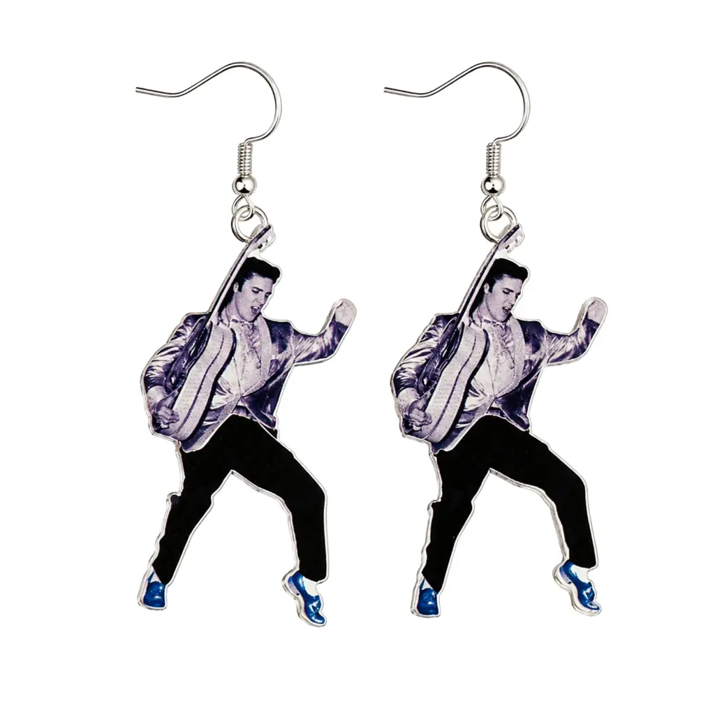 Elvis Earrings Swinging Legs Blue Suede Shoes