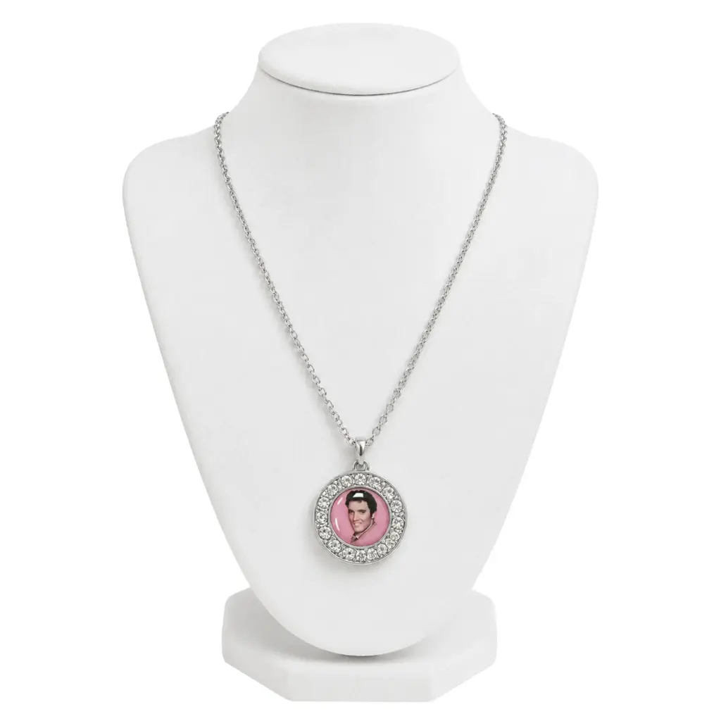 [E9090] Elvis Necklace - Pink With Stones