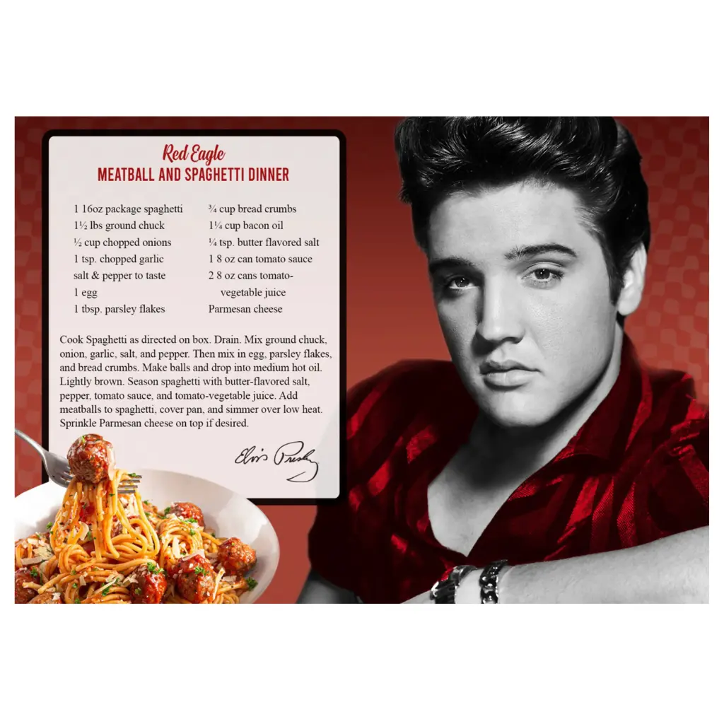 Elvis Postcards - Recipe Meatball and Spaghetti Dinner - Pack of 50