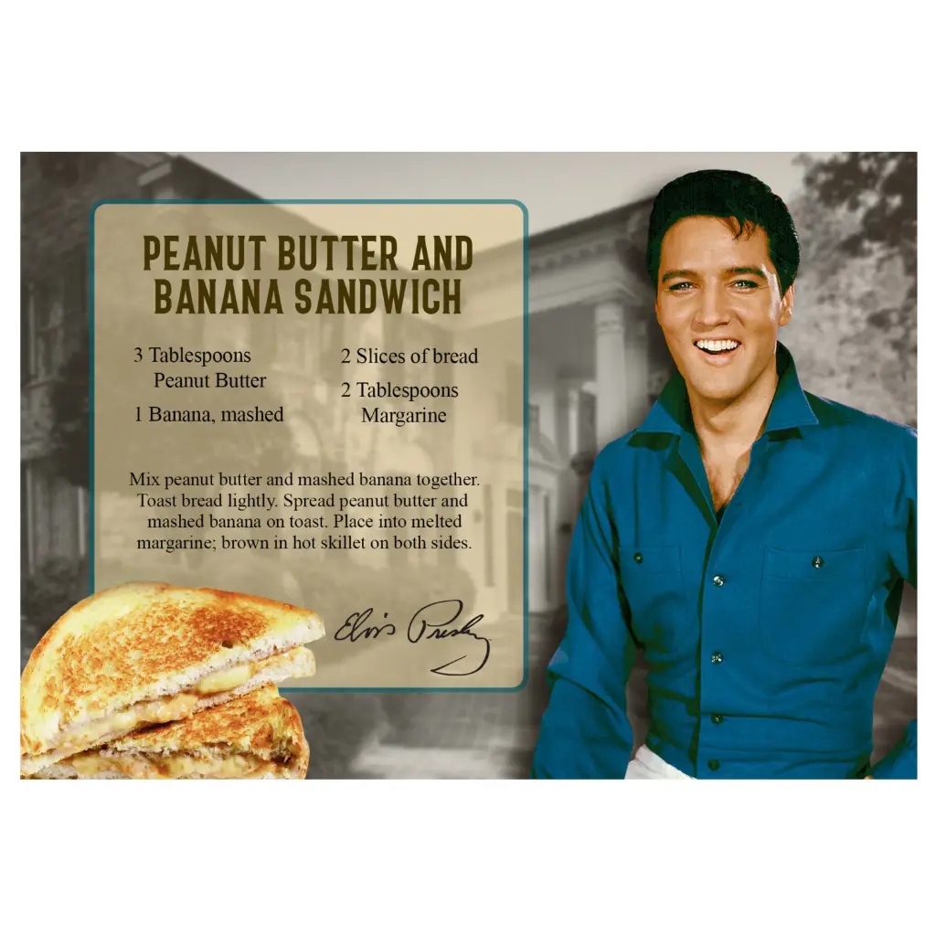 Elvis Postcards - Recipe Peanut Butter and Banana Sandwich 