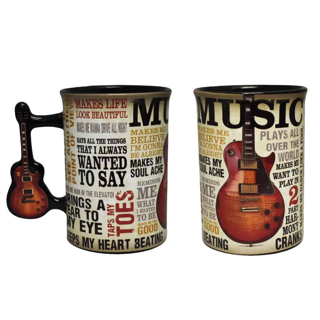 [G5147] Mug - Music Is Passion Guitar Handle