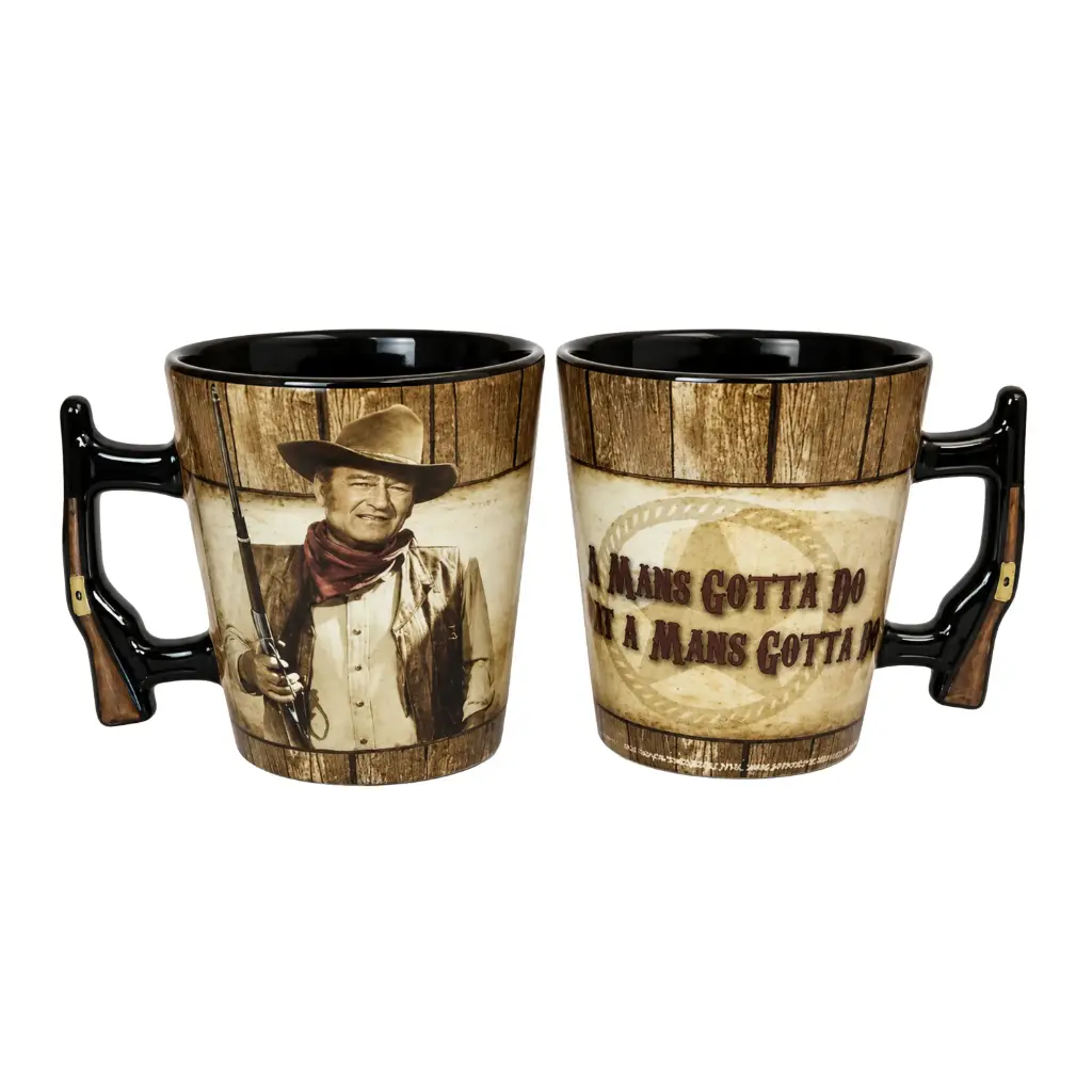 [JW5261] John Wayne Shot Glass - Rifle Handle Man's Gotta