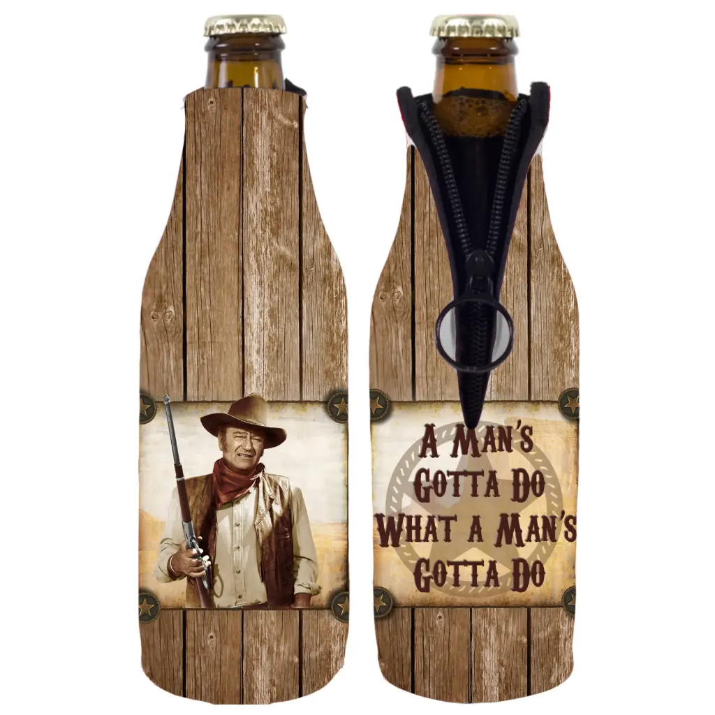 [JW5688] John Wayne Bottle Huggie/Koozie - Man's Gotta