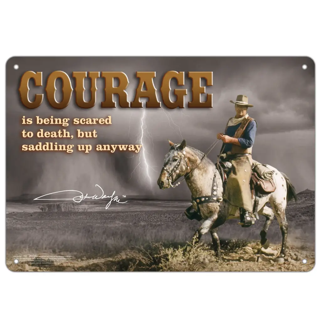 John Wayne Metal Sign - Courage Storm