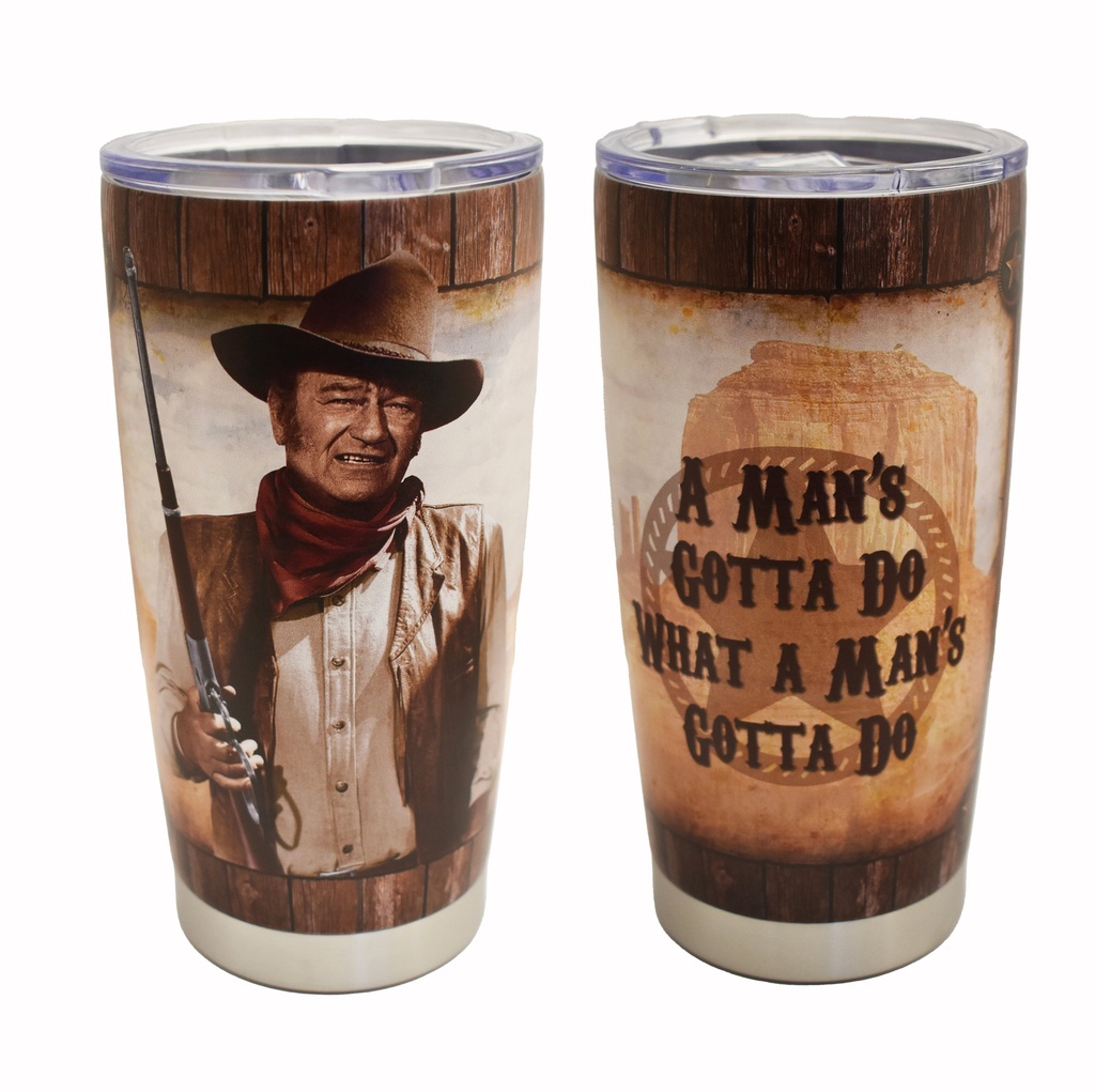 [JW5709] John Wayne Thermos - A Man's Gotta Do