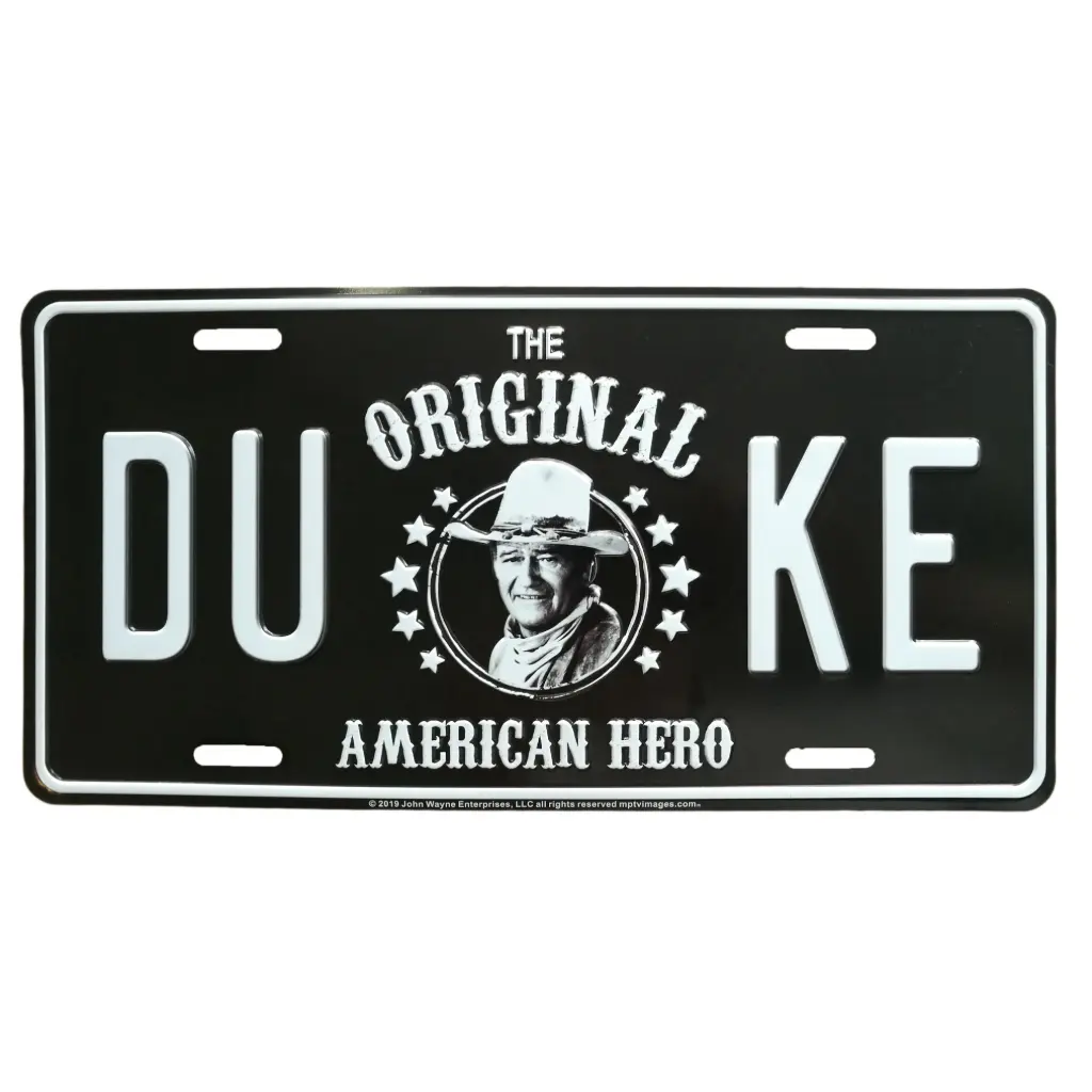 [JW6019] John Wayne License Plate - Blk & Wht Est.