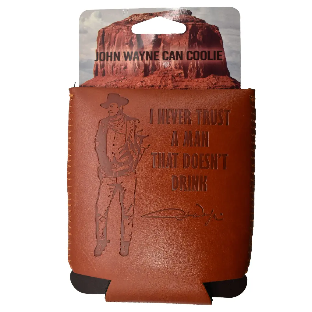 [JW6256] John Wayne Leather Huggie/Koozie - I Never Trust