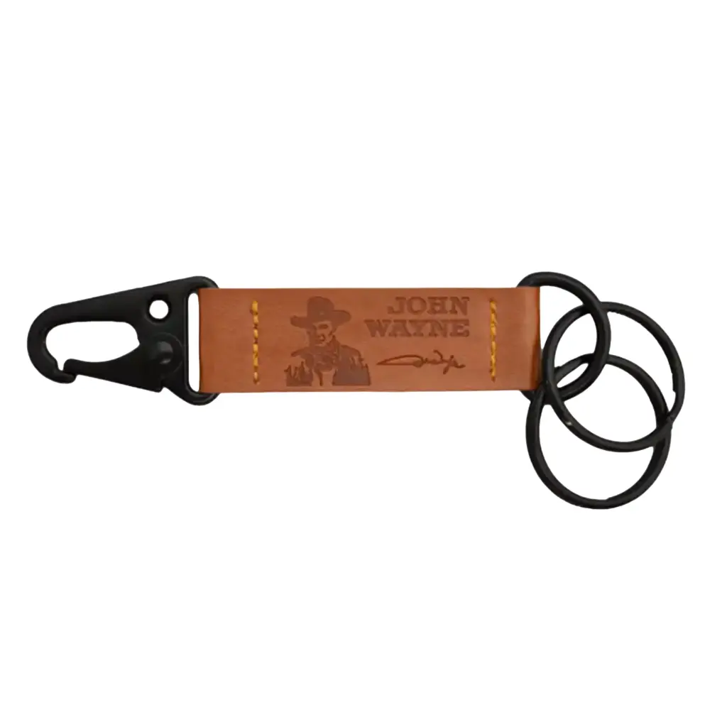 [JW6259] John Wayne Leather Keychain - Belt Clip