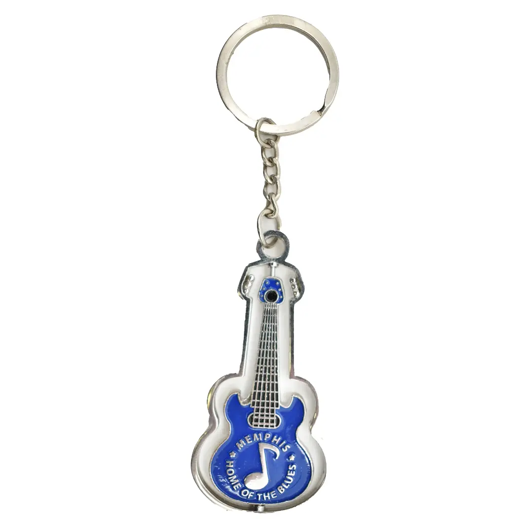 Memphis Keychain - Guitar Spinner Blue
