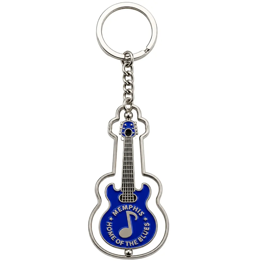 [M5435] Memphis Keychain - Guitar Spinner Blue
