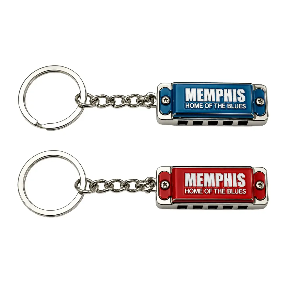 [M5868] Memphis Keychain - Harmonica Red/Blue Assorted