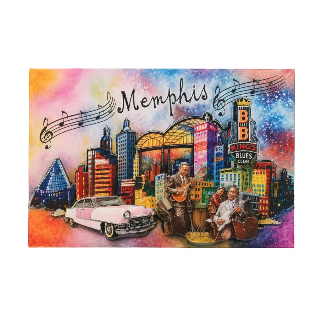 [M5944] Memphis Magnet - Collage Skyline Laser Foil