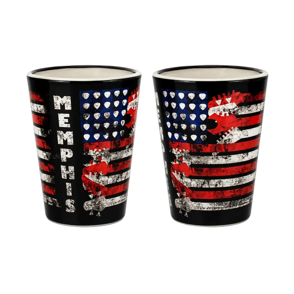 [M6486] Memphis Shot Glass - Flag w/Guitars