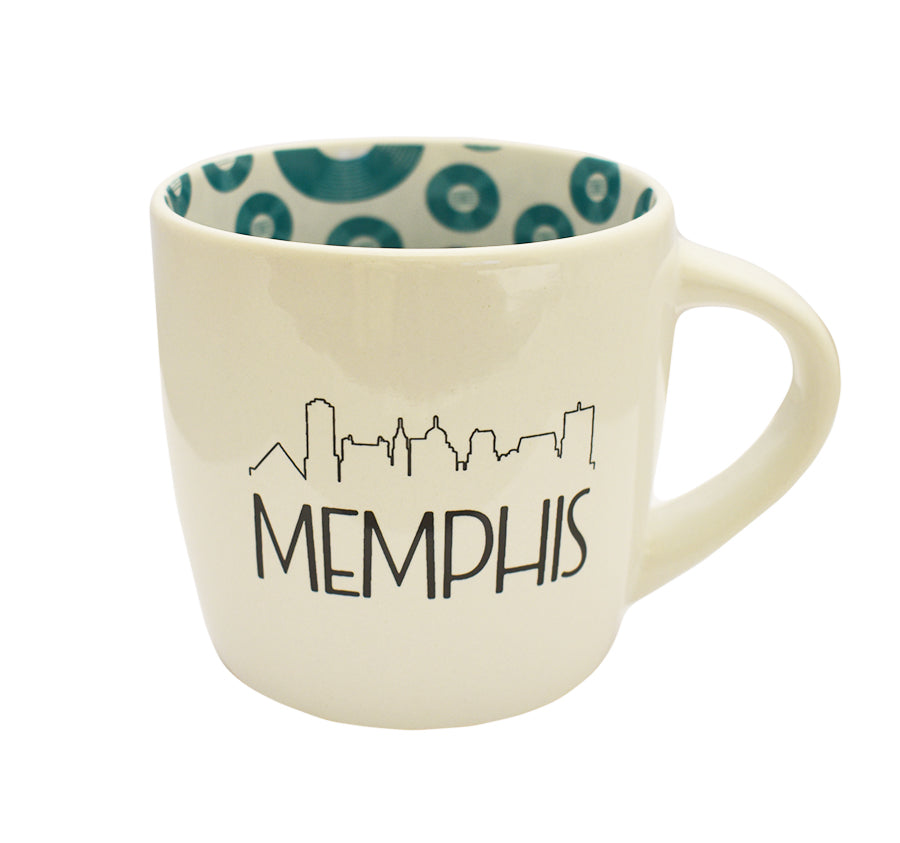 [M6586] Memphis Mug - White w/ Teal Records