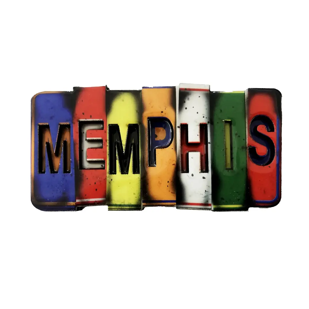 [M6602] Memphis Magnet - Rustic License Plate