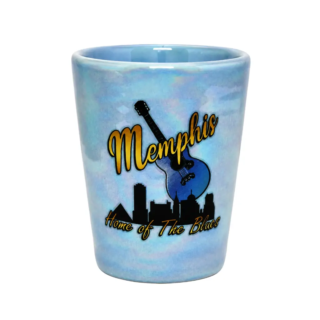 [M6627] Memphis Shot Glass - Blue Glazed