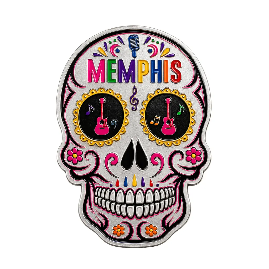 [M6630] Memphis Magnet - Sugar Skull Metallic