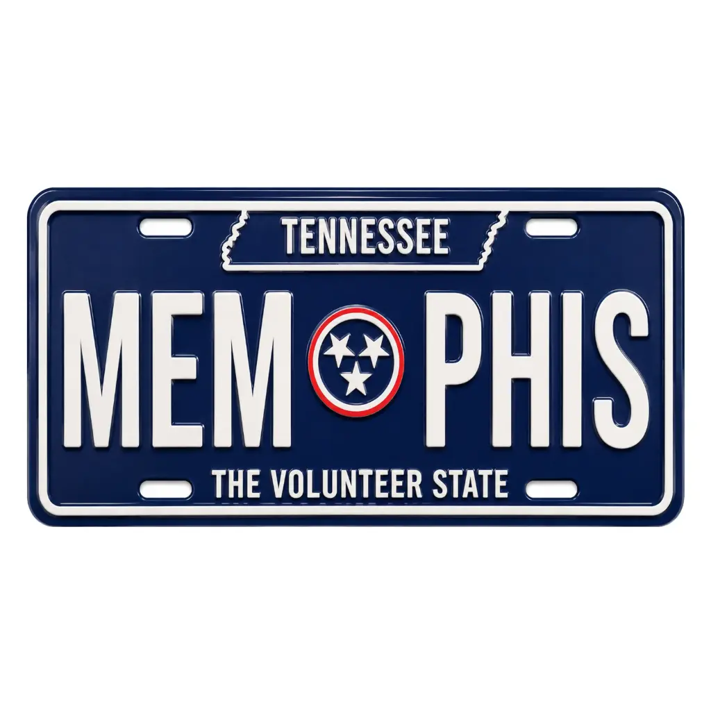 [M6873] Memphis License Plate - Blue