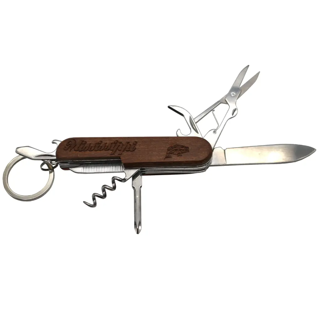 [MS4919] Mississippi Keychain - Utility Knife - Wood