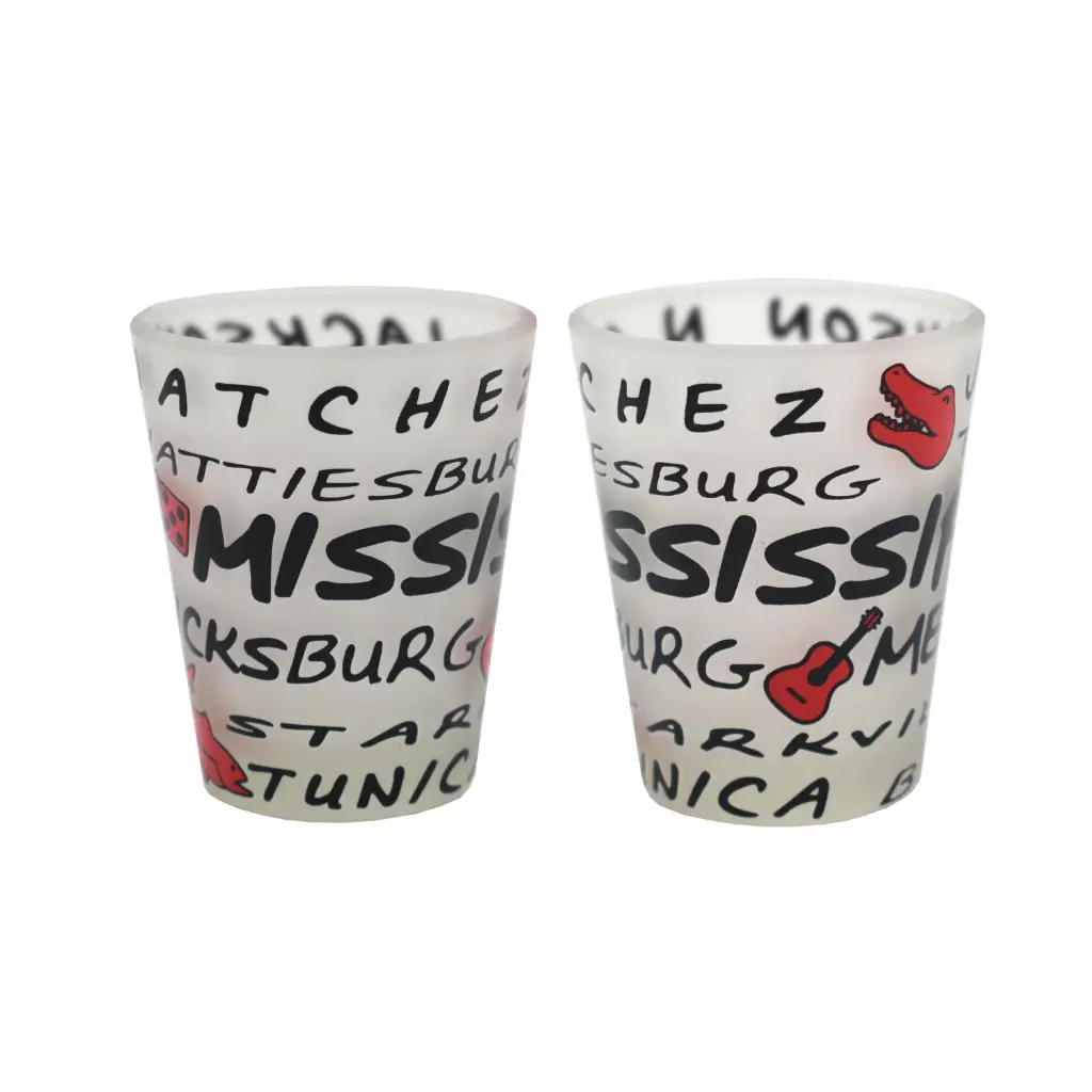 [MS4982] Mississippi Shot Glass - Frosted Cities