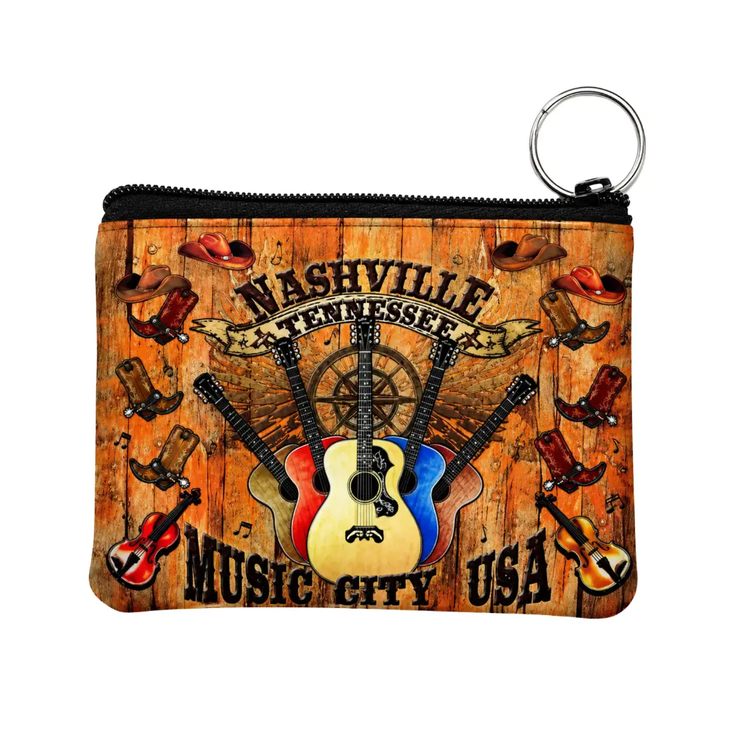 [N4806] Nashville Keychain/Coin Purse - Wood Panel