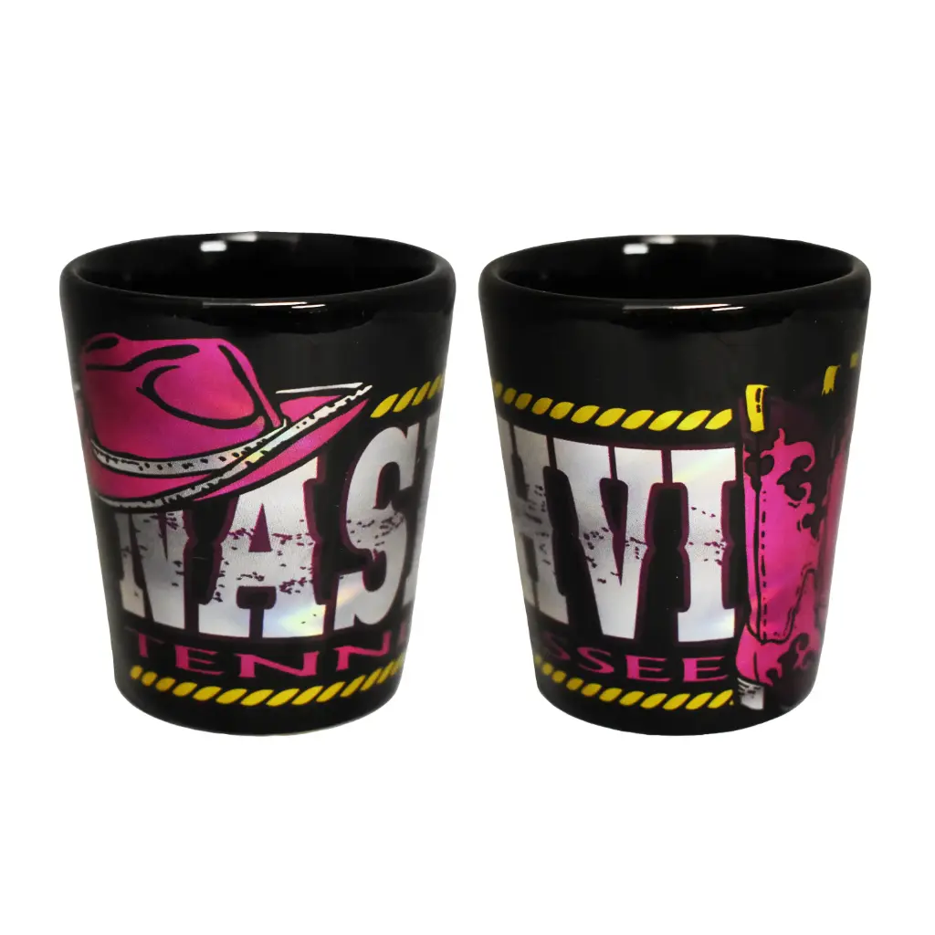 [N4893] Nashville Shot Glass - Hat & Boot Metallic