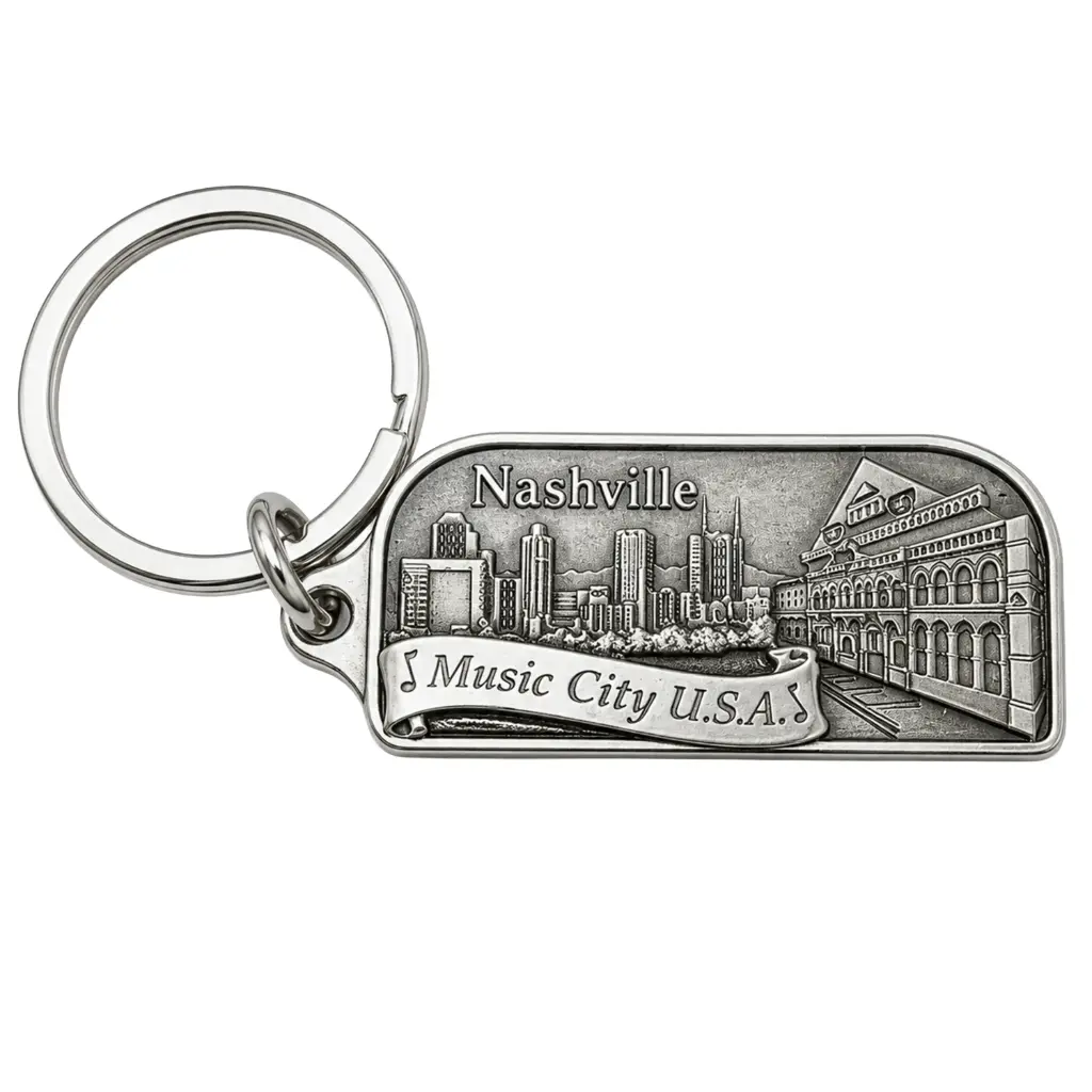 [N4968] Nashville Keychain - Pewter Music City USA