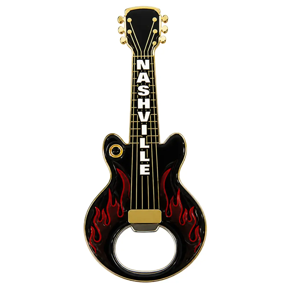 [N5013] Nashville Bottle Opener and Magnet - Flame Guitar