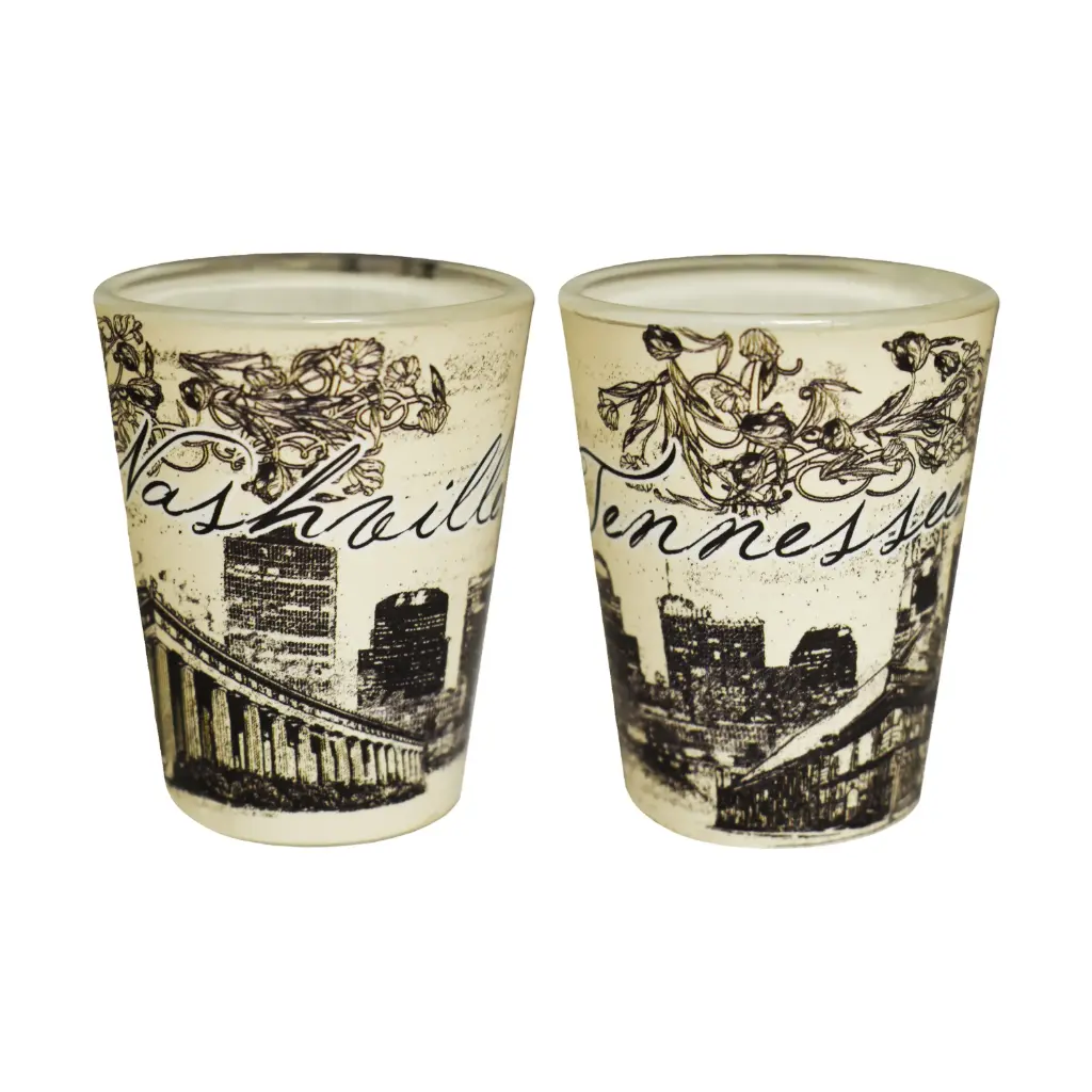 Nashville Shot Glass - Cream, Black & White