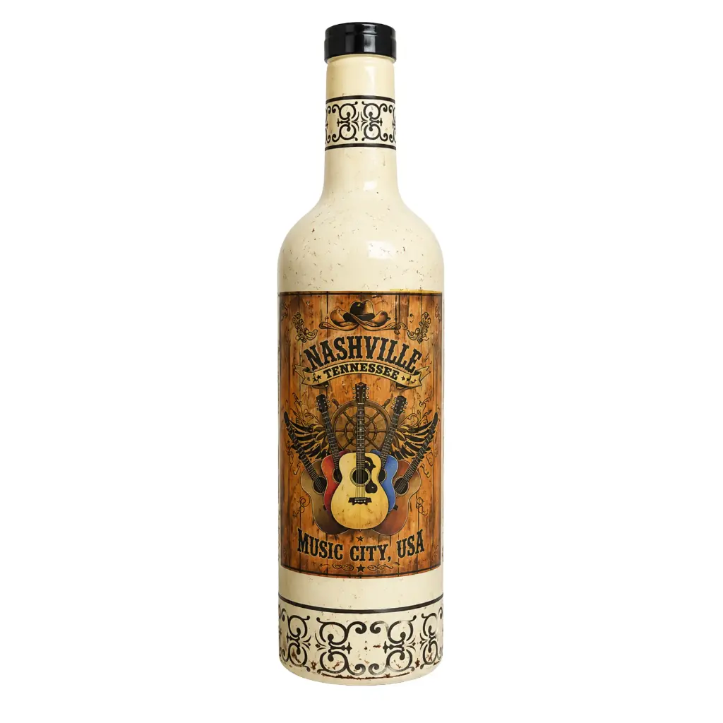 [N5422] Nashville Wine Bottle - Wood Panel Decor