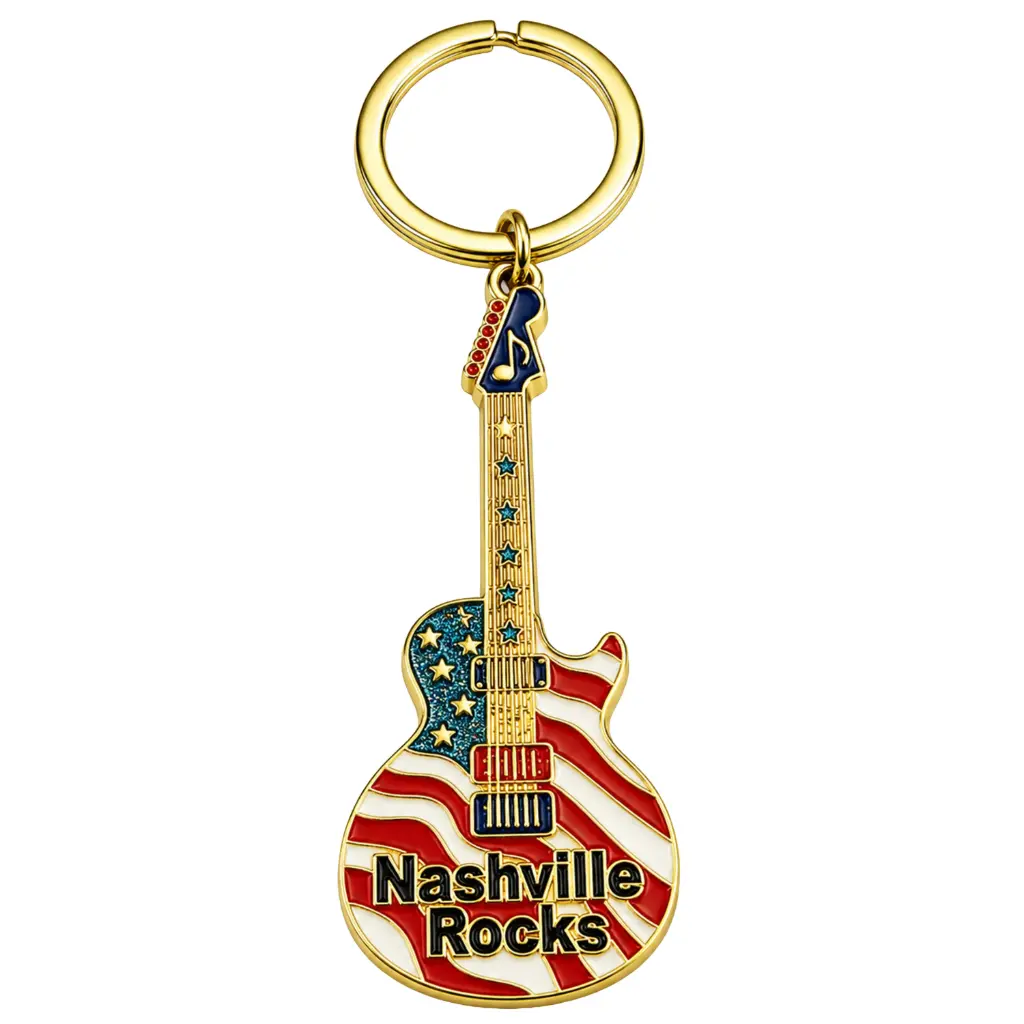 [N5497] Nashville Keychain - Rocks Guitar Flag
