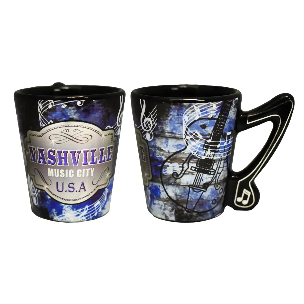 [N5863] Nashville Shot Glass - Blue & Black Music Note
