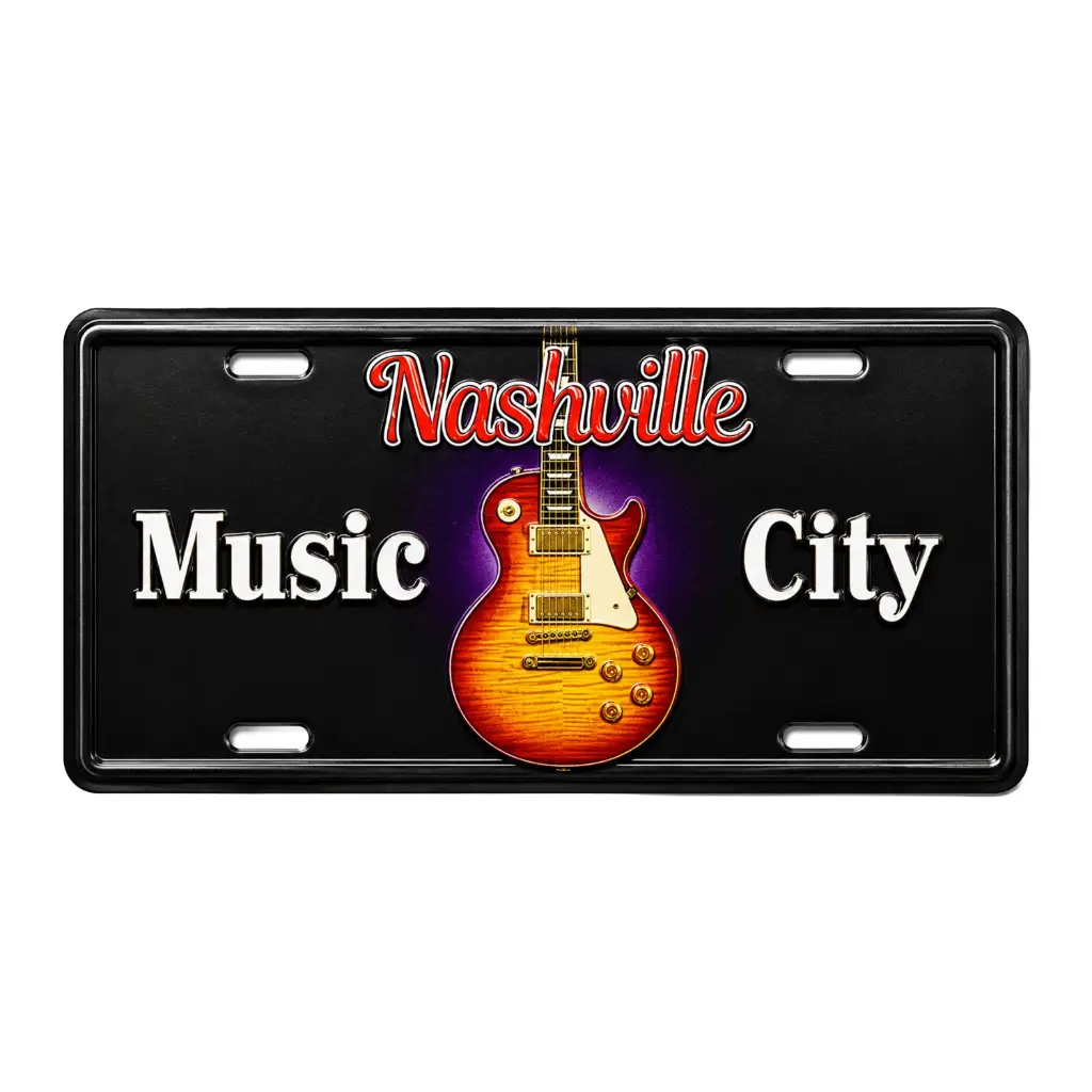 [N5959] Nashville Magnet - License Plate Guitar