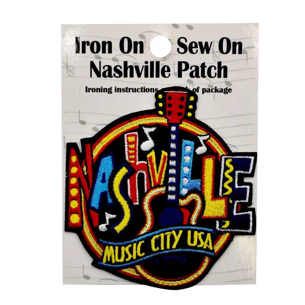 [N5991] Nashville Patch Iron On or Sew On - Round Neon