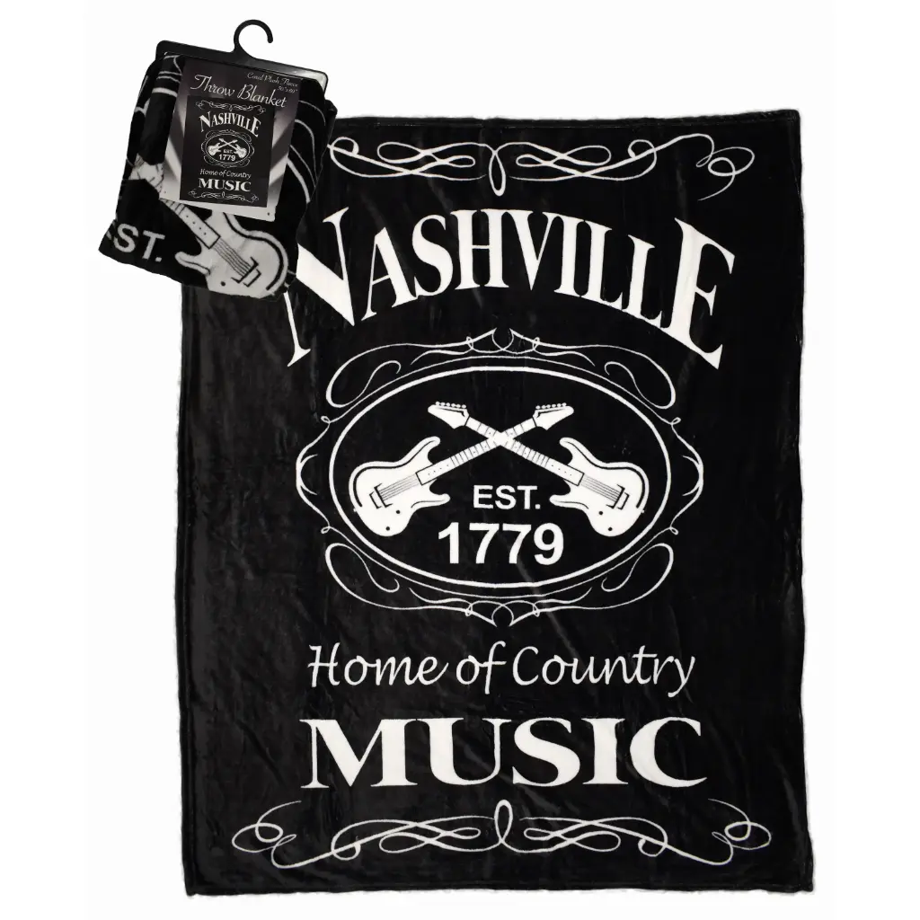 [N6020] Nashville Throw Blanket - "Black & White Est"