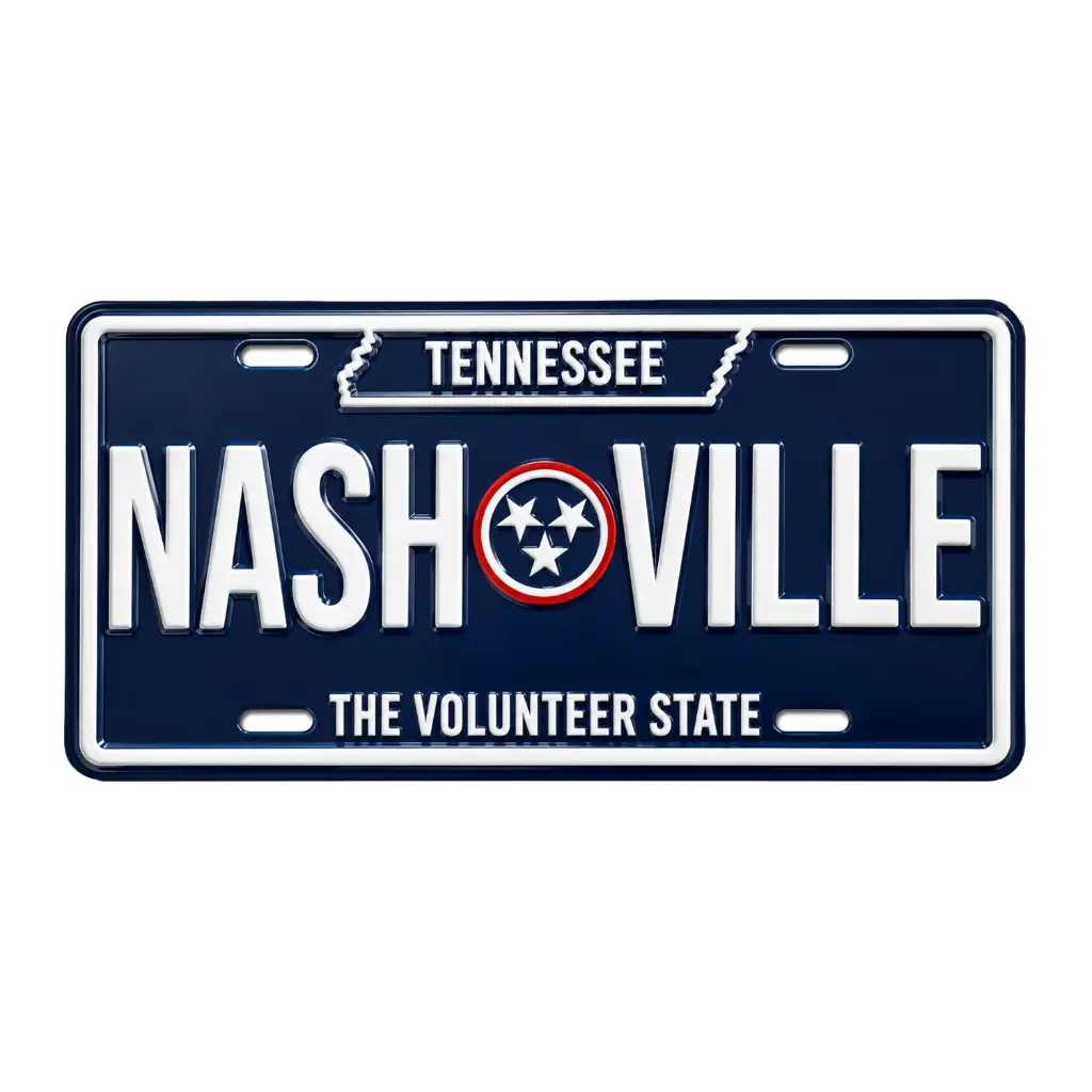 [N6478] Nashville Magnet - License Plate Blue