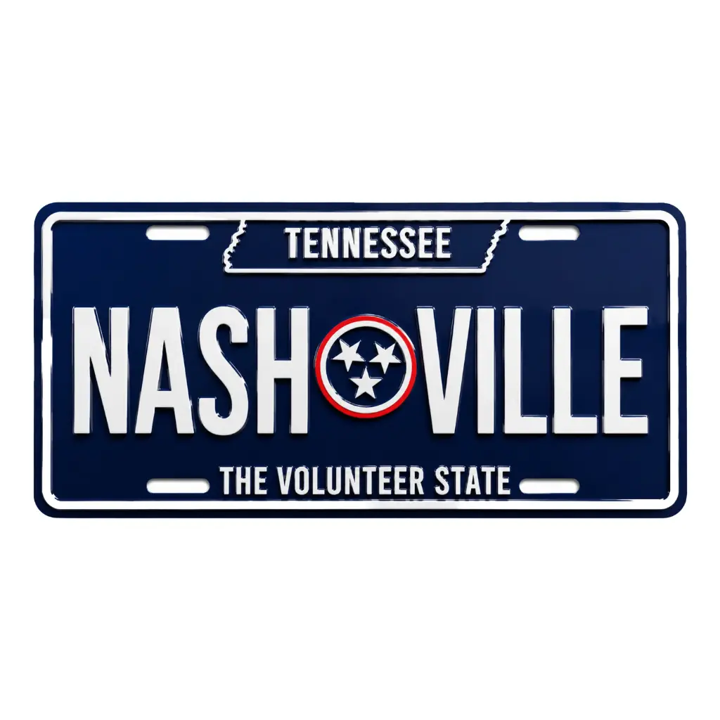 [N6874] Nashville License Plate - Blue