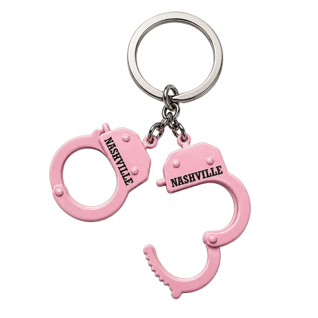 [N6890] Nashville Keychain - Handcuffs Pink