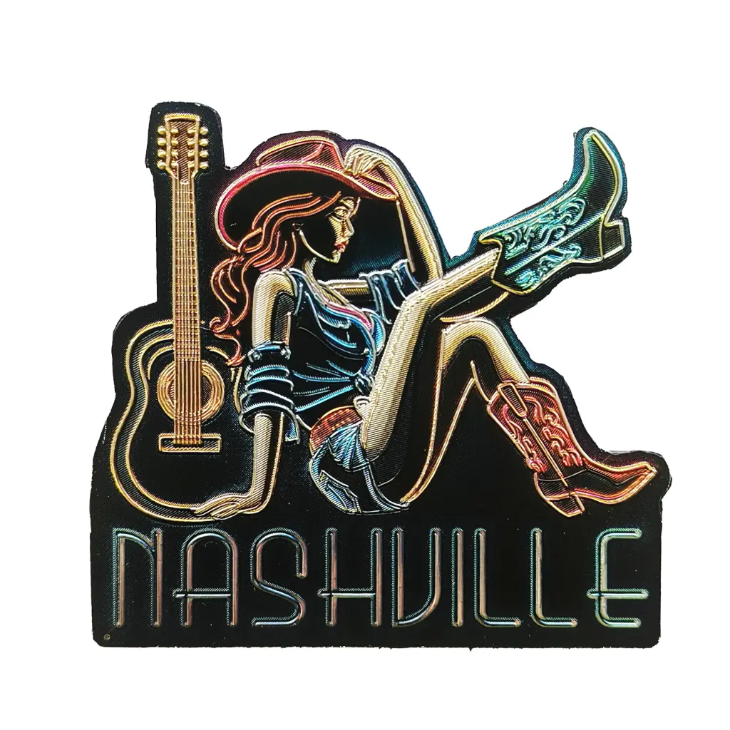 [N7006] Nashville Magnet - Neon Cowgirl With Guitar