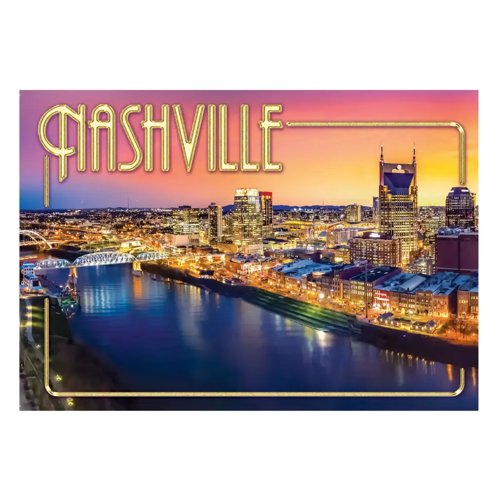 [N7028] Nashville Postcards - Sky Gold Frame - Pack of 50