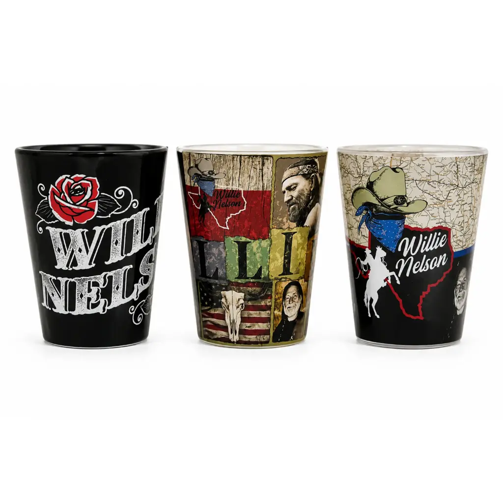 [W6089] Willie Nelson Shot Glass Set - Map