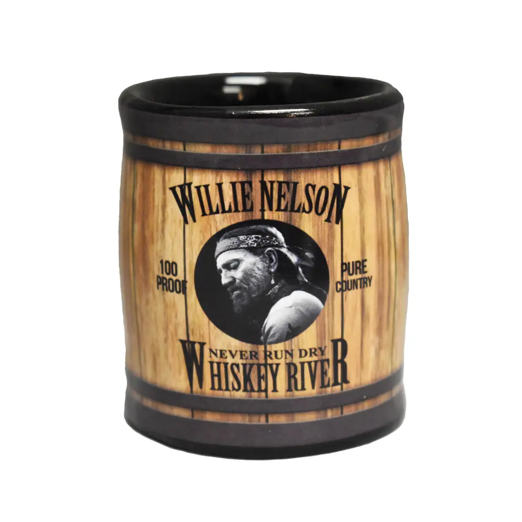 [W6091] Willie Nelson Shot Glass - Barrel Whiskey River