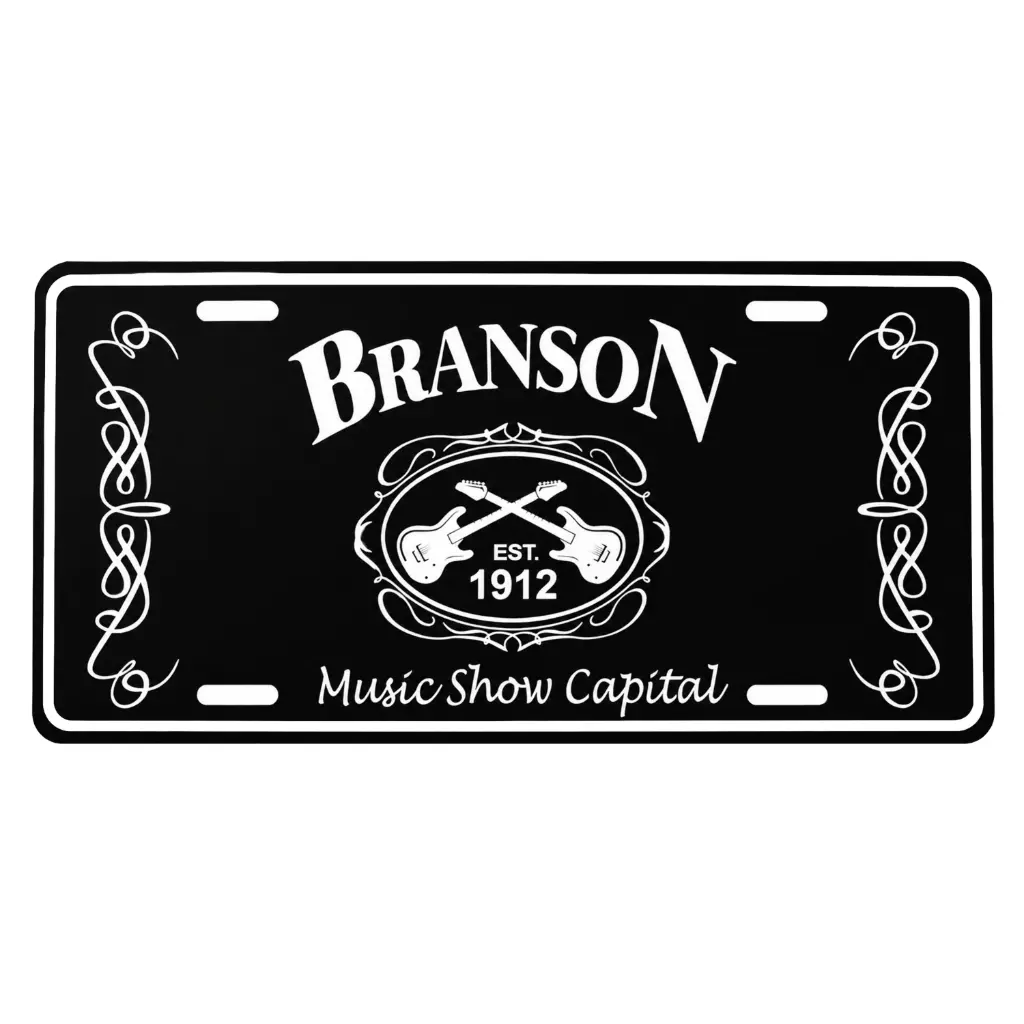 [XBR6077] Branson License Plate - Blk & Wht